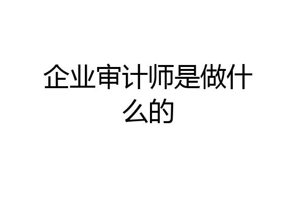 企业审计师是做什么的
