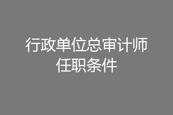 行政单位总审计师任职条件