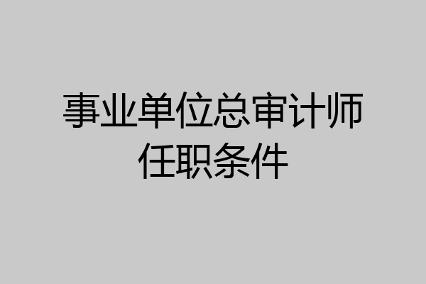 事业单位总审计师任职条件