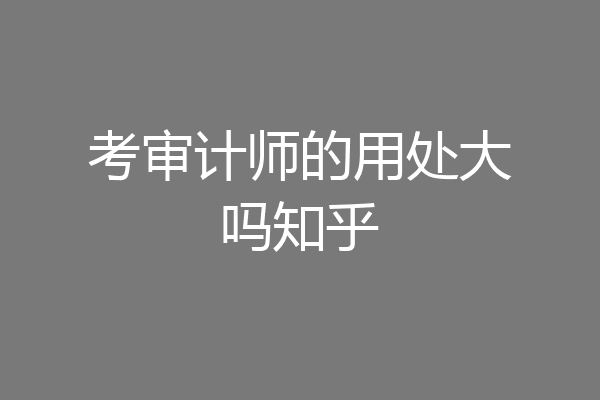 考审计师的用处大吗知乎