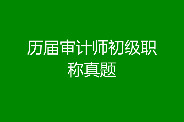 历届审计师初级职称真题