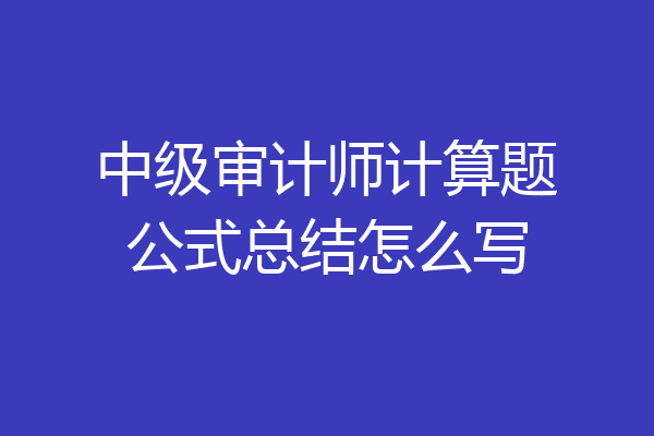 中级审计师计算题公式总结怎么写