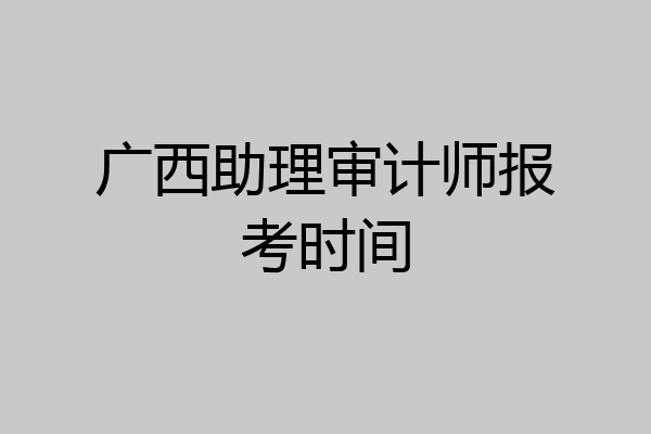 广西助理审计师报考时间
