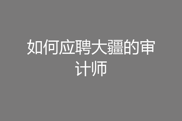 如何应聘大疆的审计师