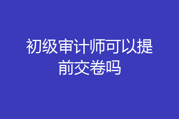 初级审计师可以提前交卷吗