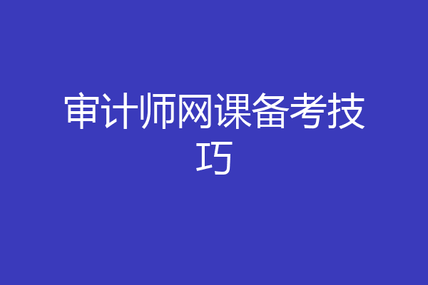 审计师网课备考技巧