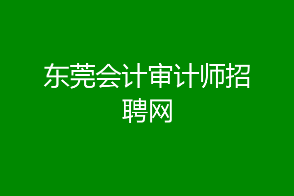 东莞会计审计师招聘网