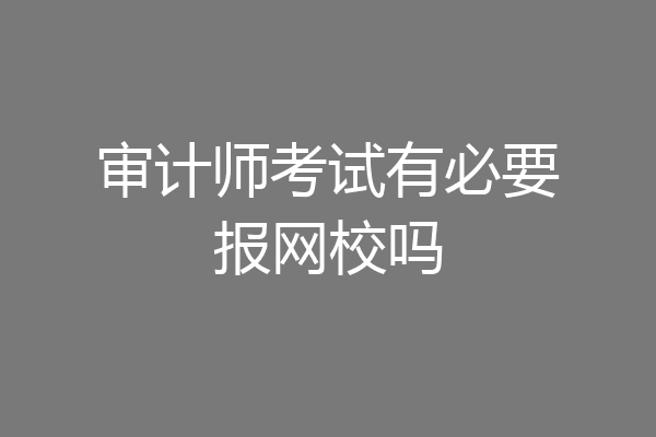 审计师考试有必要报网校吗