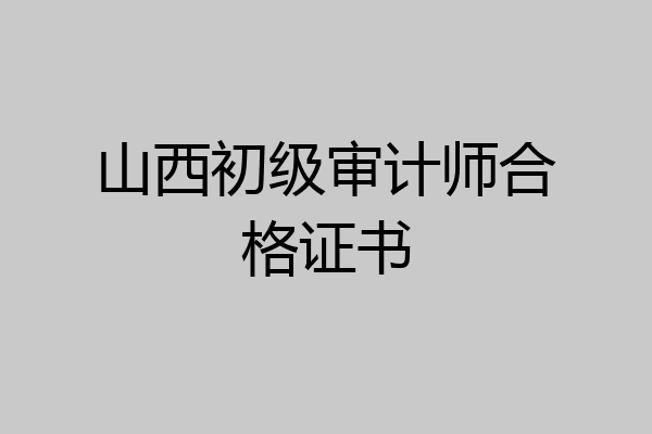 山西初级审计师合格证书