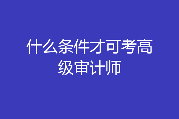 什么条件才可考高级审计师