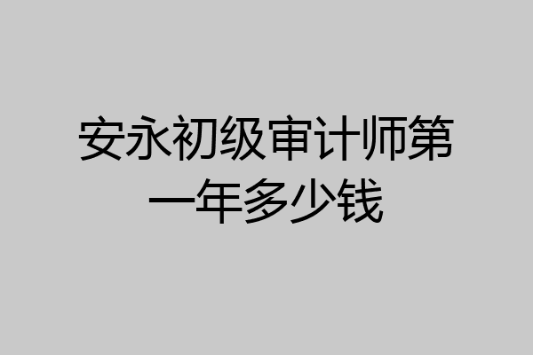 安永初级审计师第一年多少钱