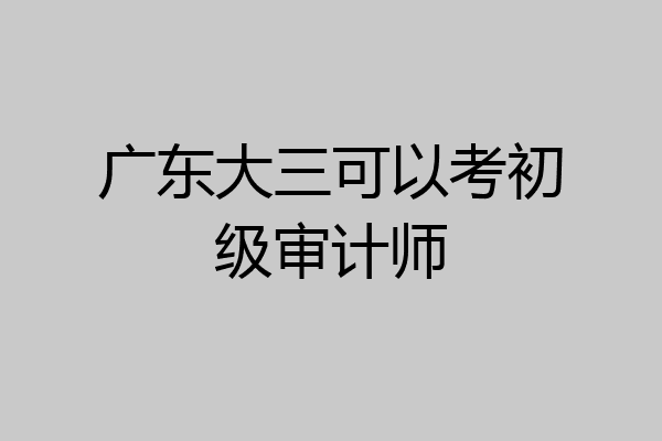 广东大三可以考初级审计师