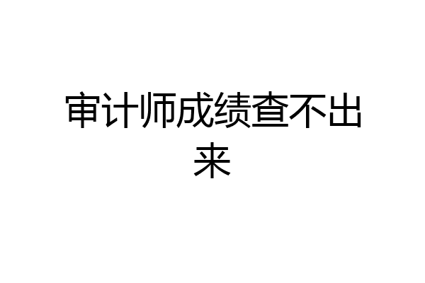 审计师成绩查不出来