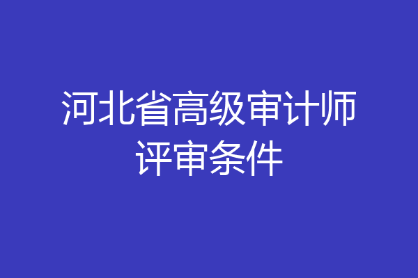 河北省高级审计师评审条件