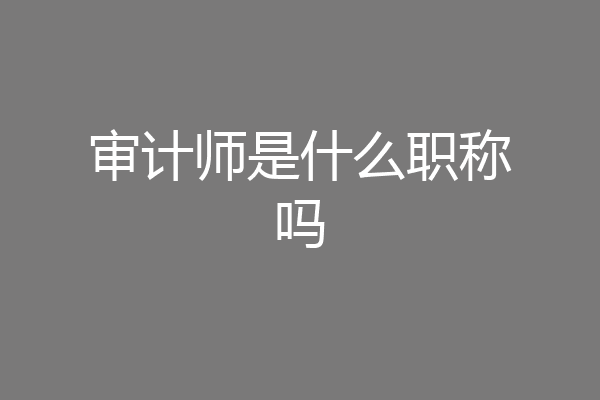 审计师是什么职称吗