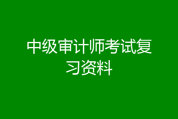中级审计师考试复习资料