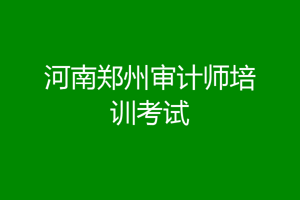 河南郑州审计师培训考试