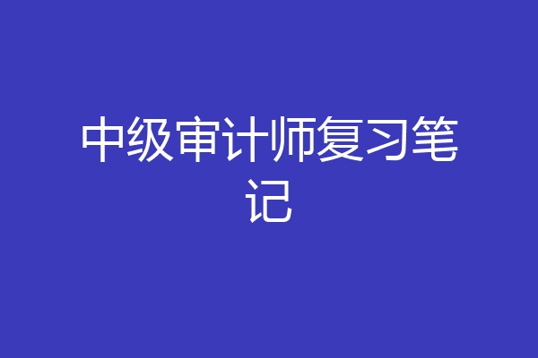 中级审计师复习笔记