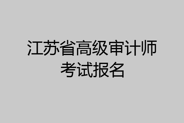 江苏省高级审计师考试报名