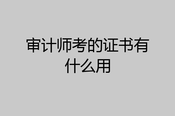 审计师考的证书有什么用