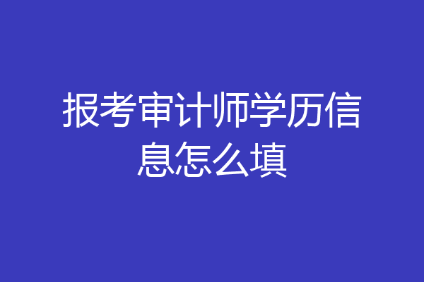 报考审计师学历信息怎么填