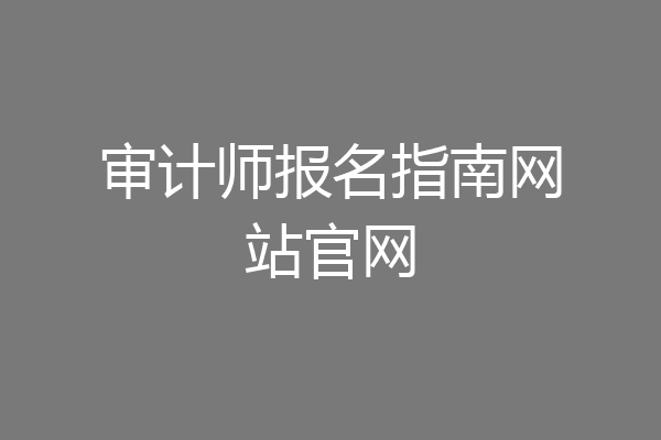 审计师报名指南网站官网