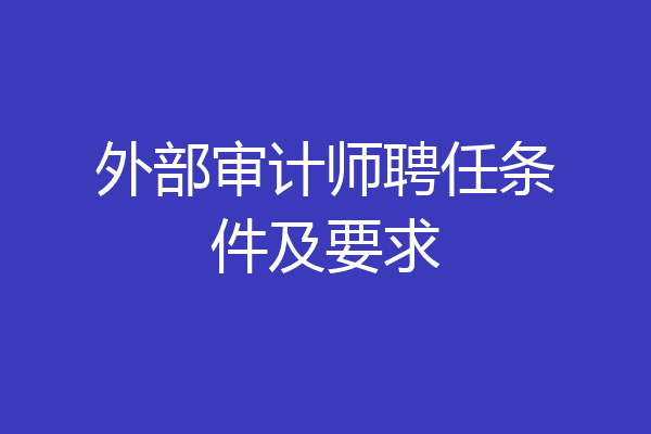 外部审计师聘任条件及要求