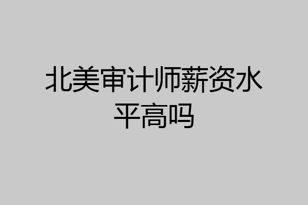 北美审计师薪资水平高吗