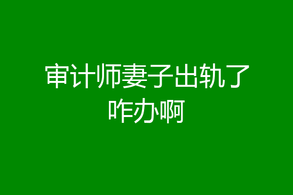审计师妻子出轨了咋办啊