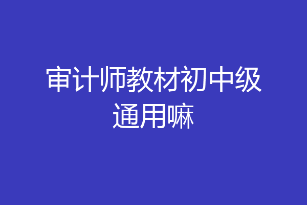 审计师教材初中级通用嘛