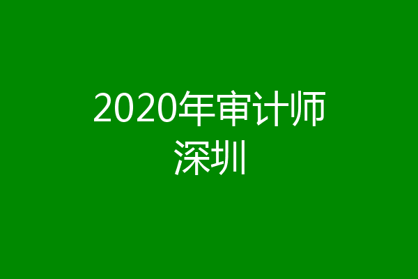 2020年审计师深圳
