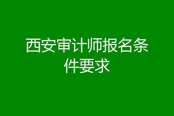 西安审计师报名条件要求