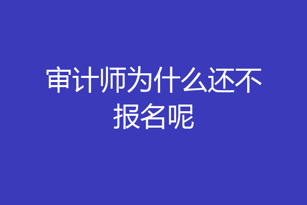 审计师为什么还不报名呢