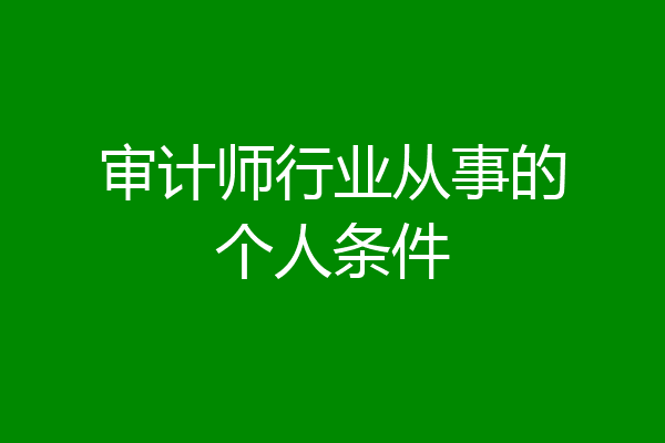 审计师行业从事的个人条件