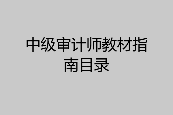 中级审计师教材指南目录