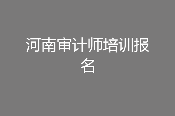 河南审计师培训报名