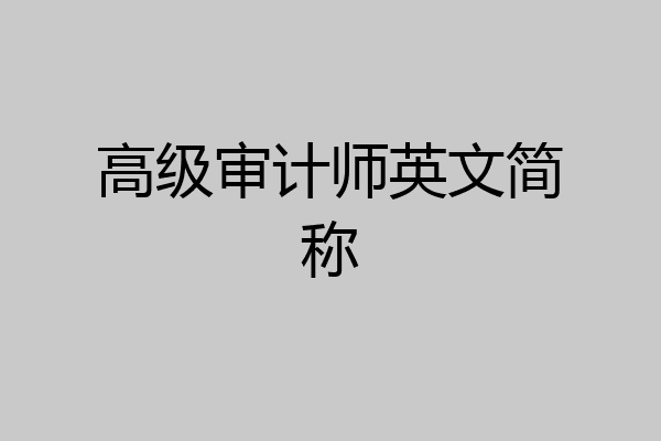 高级审计师英文简称
