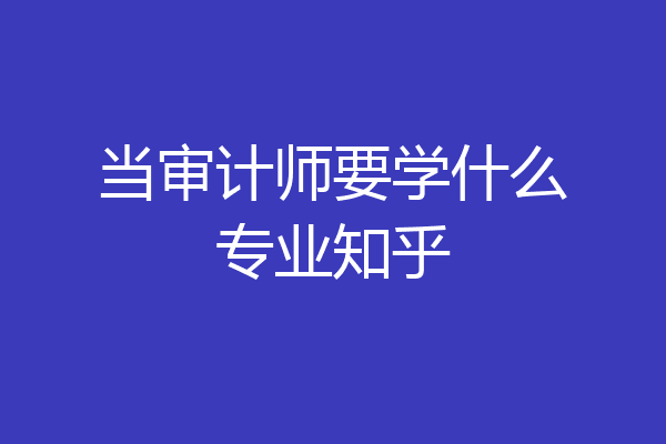 当审计师要学什么专业知乎