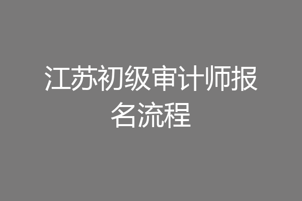 江苏初级审计师报名流程