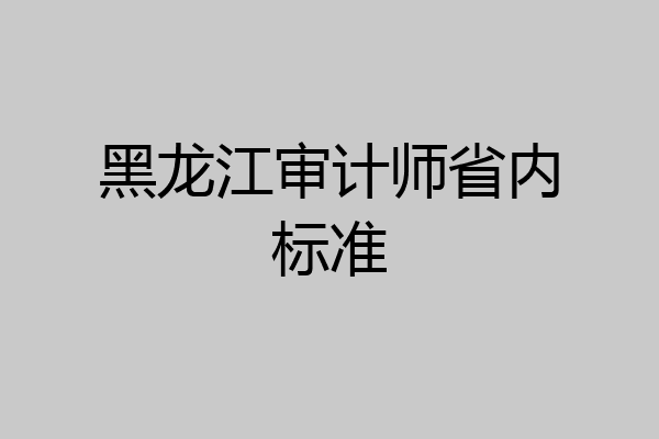黑龙江审计师省内标准
