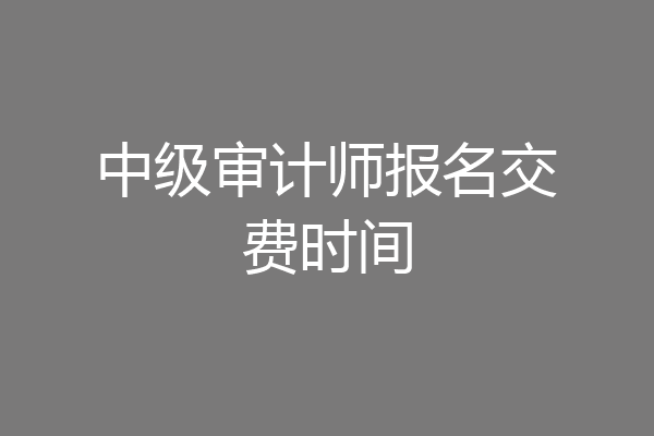 中级审计师报名交费时间