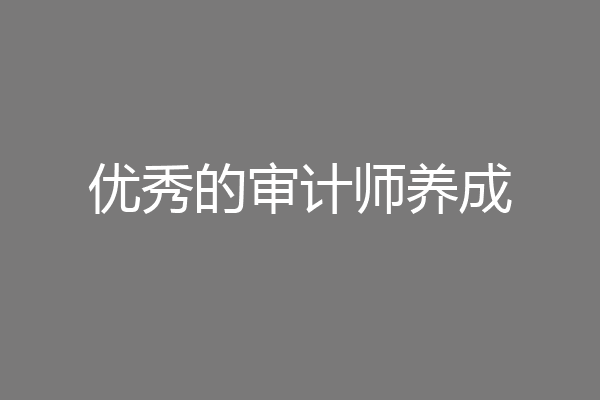 优秀的审计师养成