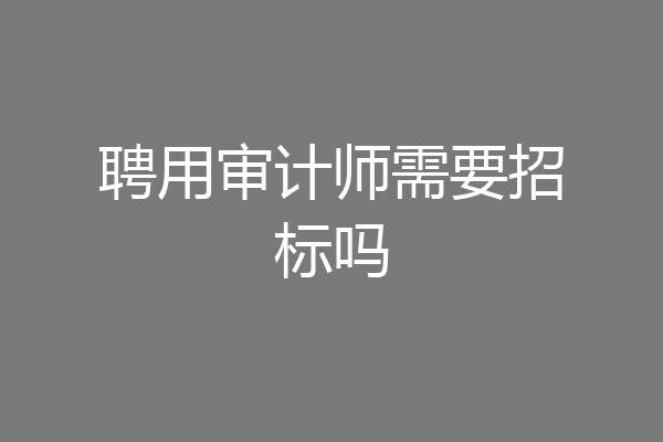 聘用审计师需要招标吗