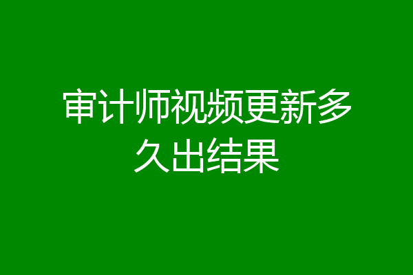 审计师视频更新多久出结果