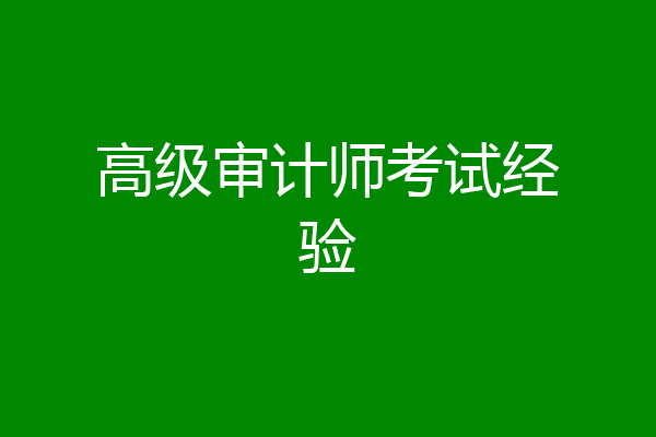 高级审计师考试经验