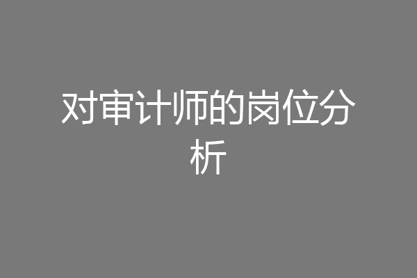 对审计师的岗位分析
