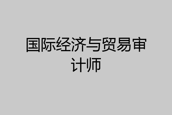 国际经济与贸易审计师