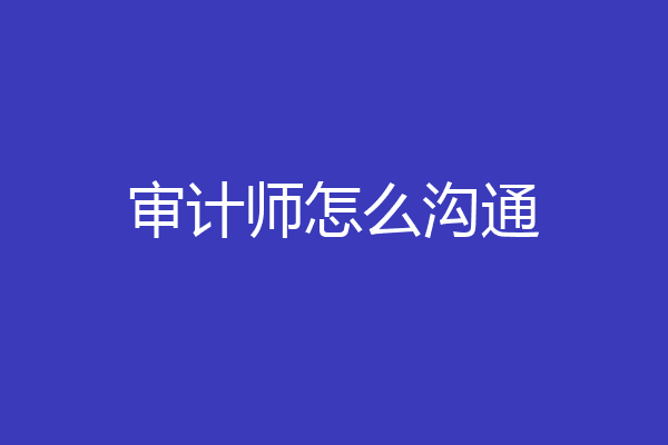 审计师怎么沟通