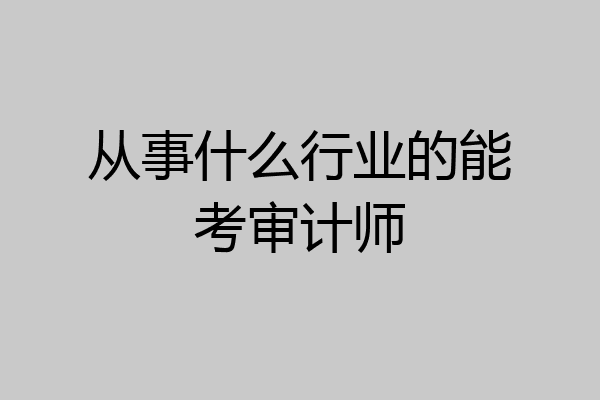 从事什么行业的能考审计师
