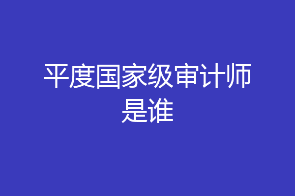 平度国家级审计师是谁